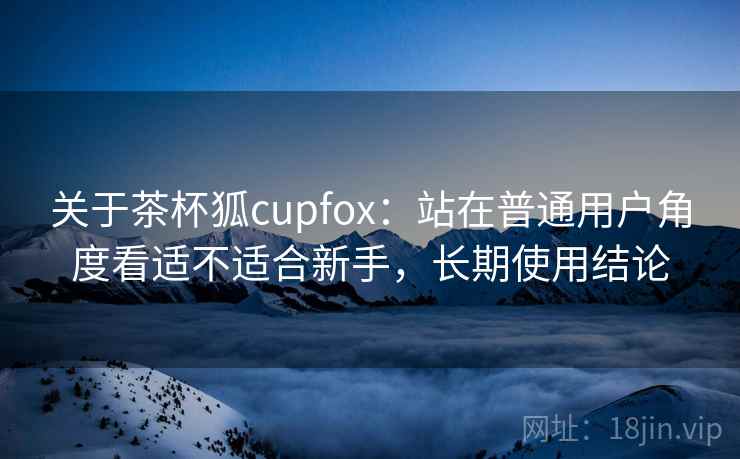 关于茶杯狐cupfox：站在普通用户角度看适不适合新手，长期使用结论